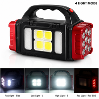 Lampe torche LED d'extérieur à double source lumineuse COB, alimentée par énergie solaire, avec fonction de recherche et économie d'énergie
