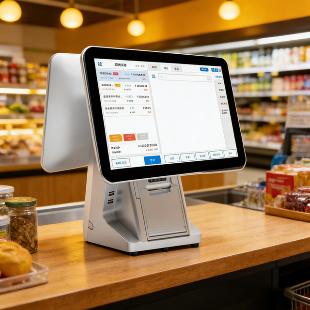15.6inch +14inch All in One POS System with Touch Screen 5.8mm Printer for Retail Store Restaurant and Business