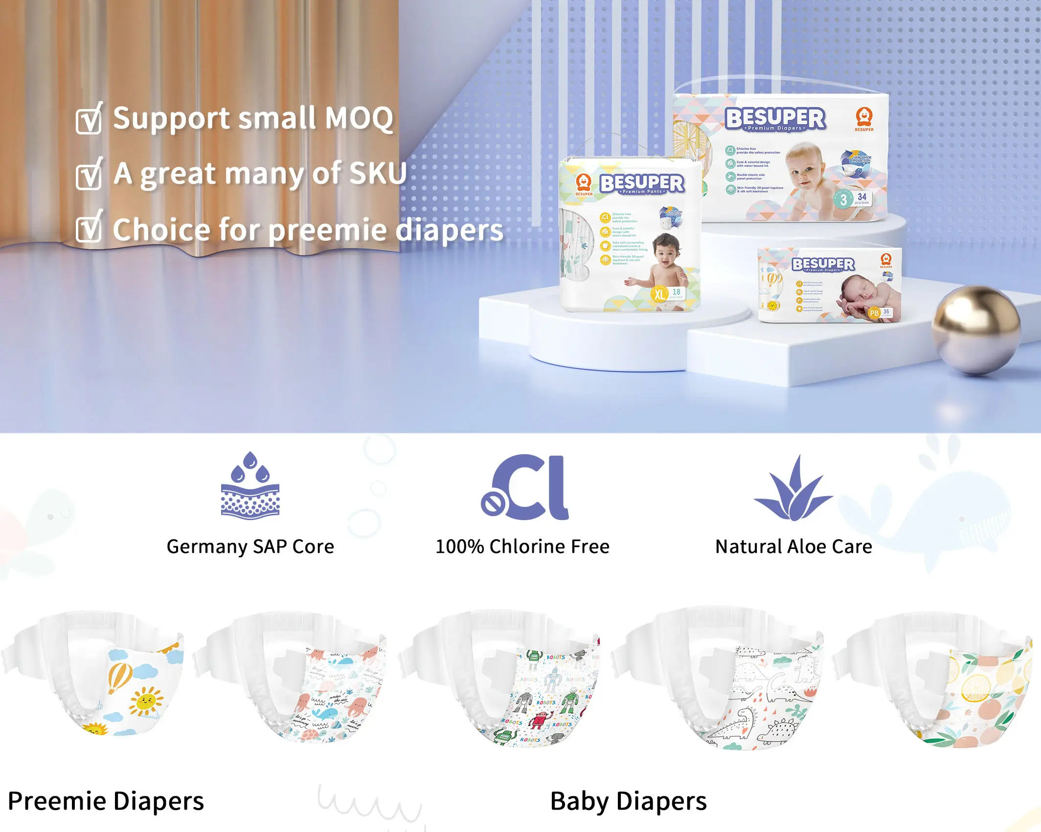 Besuper free sample kids diaper wholesale ISO CE certification baby diaper nappies wholesale