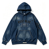 Sweat à capuche oversize à cordon de serrage Kornit DTG, imprimé motif fil barbelé, nuage carré, étoile à quatre branches et éclaboussures, multi-déchiré, style streetwear
