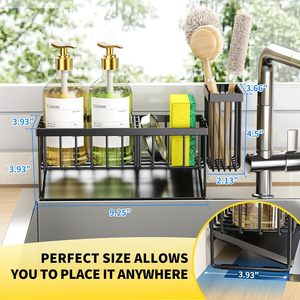 Hot Selling 304 Stainless Steel Sink Organizer with Divider Rag <b>Shelf</b> Chopstick Holder <b>for</b> <b>Kitchen</b> & Bathroom Use <b>for</b> Cleaning - Product Image 3