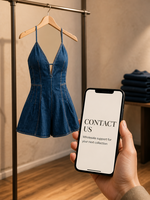 Combinaison en jean bleu foncé pour femme, col halter, décolleté en V profond, sans manches