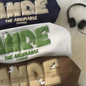 Summer Men Fashion 3d Puff Print Round Neck Short Sleeve Unisex Loose <b>Tshirts</b> 100% Cotton High Quality Custom T Shirt Printing - Product Image 3