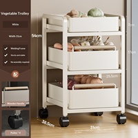 Chariot de rangement de cuisine en acier au carbone de style européen, étagère mobile multi-niveaux, panier à légumes, chariot de rangement flexible pour chambre et collations
