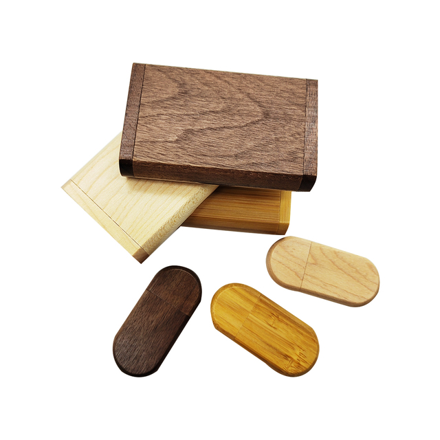 Maple Wood USB Flash Drive 2GB 4GB 8GB 16GB 32GB 64GB Bamboo USB Stick + Box Walnut Wood Eco Pendrive Gifts Flash Disk Accessory