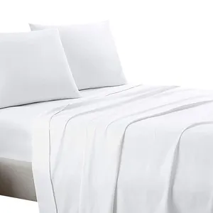 Fabricant chinois vente en gros de haute qualité 100% coton égyptien 1000Tc lin blanc hôtel 4 pièces ensemble de draps de lit