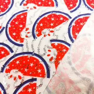 Custom Cheap Good Price High Quality Gradient Color Printed Silver Sequin DTY Fabric By The Yard