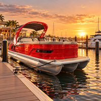 Bateau ponton familial performant en aluminium pour eau salée, idéal pour les fêtes, avec deux sièges de capitaine, à vendre