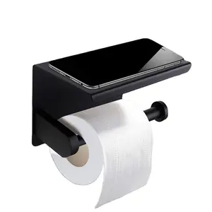 Ss201 Roestvrij Staal Zwart Aan De Muur Gemonteerde Tissuehouder Handdoekhouder Telefoonplank Badkamer Toiletpapierhouder