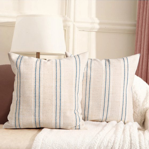 Luxury Striped Jacquard Chenille Throw Pillow <b>Cover</b> | Tassel Edge Decorative <b>Cushion</b> Case - Product Image 3