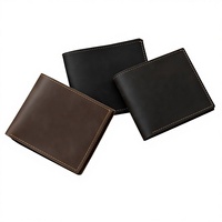 Dompet Pendek Vintage Lipat Kulit Asli Crazy Horse Dompet Koin Tempat Kartu Multifungsi Pria Slot Multi Kartu Portabel