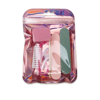 Kit de soin des ongles : Lime à ongles en bois, Bande de polissage, Bâtonnet en bois, Brosse à ongles, Bloc éponge nettoyant – Ensemble de 5 pièces