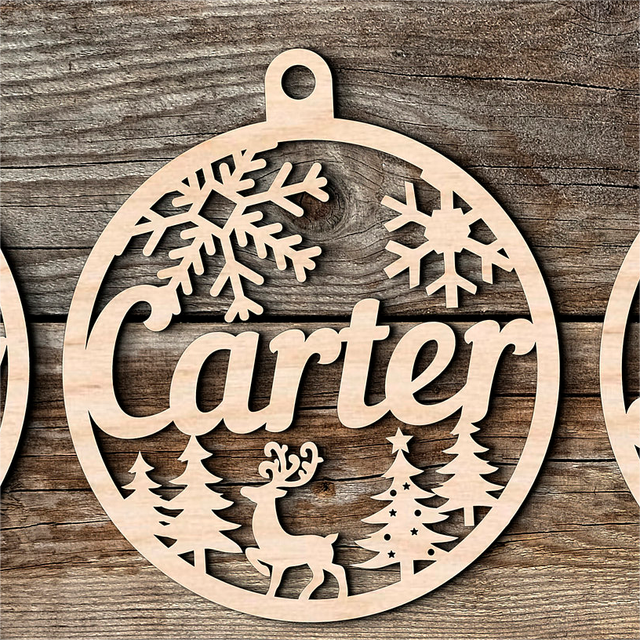 Light Custom Wood Xmas Decor Laser Cutting Name Christmas Ornaments Custom Gift Tags Custom Family Name Christmas Sign