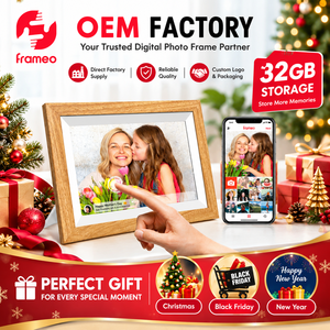 Cornice Fotografica Digitale WiFi in Legno da 10.1'' con Cloud per Invio <span class=keywords><strong>Foto</strong></span> a Distanza, un Regalo Meraviglioso per Compleanni/Matrimoni - Product Image 1