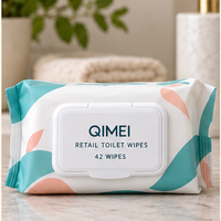 Lingettes humides pour toilettes OEM, 12 paquets de 42 lingettes, avec couvercle rabattable, marque privée
