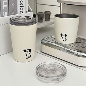 Gobelet isotherme en acier inoxydable mat, design mignon de chien, style couple, gobelet portable pour boire de l'eau pour femmes - Product Image 6