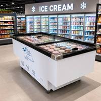 Congélateur commercial en îlot, vitrine de présentation pour supermarché, réfrigérateur pour aliments surgelés et crèmes glacées, grand meuble en îlot