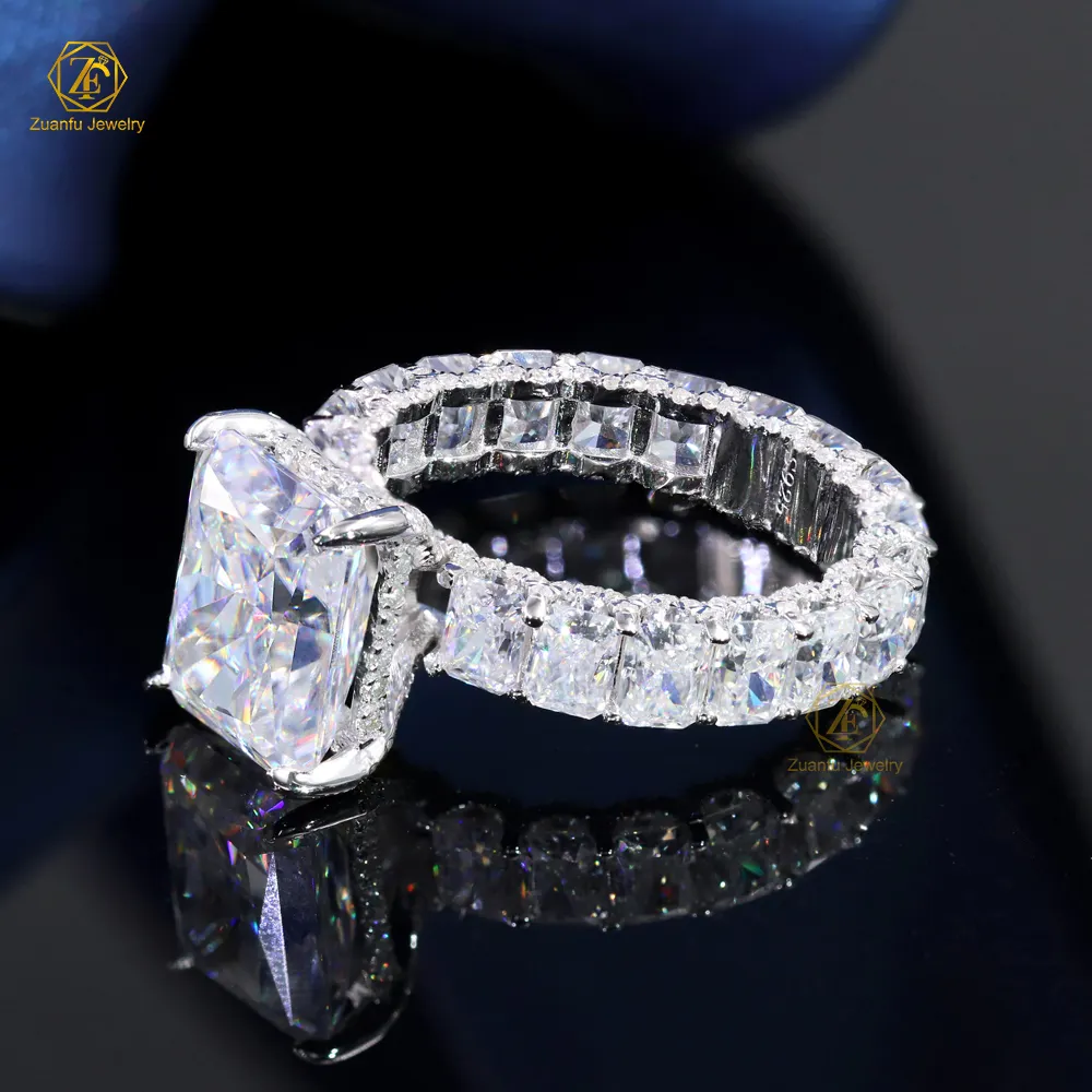 925 sterling silver 9*11mm 5 karat dan 3*4mm, cincin moissanite potongan es keluar D VVS untuk hadiah