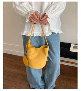 Fashionable new <b>bucket</b> <b>bag</b> Korean version shoulder <b>bag</b> retro <b>suede</b> handbag polyester lining <b>bucket</b> <b>bag</b> - Product Image 5