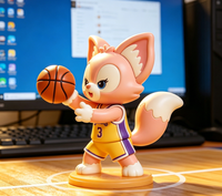 Niedliche Rosa Fuchs-Basketballspieler PVC Sammelfigur 8cm Anpassbare Kinder-Schreibtischdekoration & Sport-Werbegeschenk Spielzeug