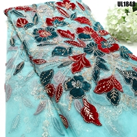 Tissu en dentelle de tulle brodé de perles et de sequins en velours de luxe, matériau de dentelle haut de gamme pour robes de mariée boliviennes