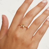 Gemnel Bague en argent sterling 925 en or 14 carats avec zircon marquise Animal mignon insecte abeille pour femme