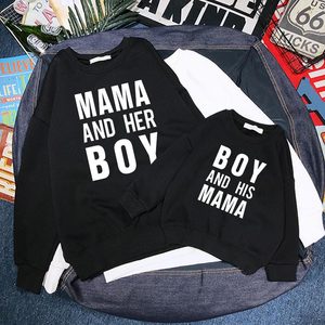 2021 moda pulóver carta cuello redondo <span class=keywords><strong>sudadera</strong></span> Casual 'mamá <span class=keywords><strong>y</strong></span> yo' estilo para mujeres niños bebés - Product Image 2