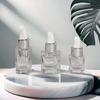 Bouteilles en verre de forme carrée de 5ml 10ml 15ml avec compte-gouttes sérigraphié et estampillé or pour les huiles cosmétiques et essentielles pour le visage