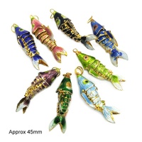 Breloques en cloisonné de carpe colorées de 45 mm en gros pour la fabrication de bijoux DIY