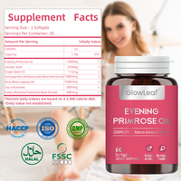 GlowLeaf Herbal Huile d'onagre Capsule molle Entretien Ovaires Santé 1300mg