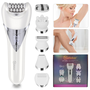 HATTEKER HT-576 Rasoir électrique pour le corps et kit d'épilation 6 en 1 pour femmes - Utilisation humide/sèche pour les jambes, les bras, les aisselles et le bikini - Product Image 1