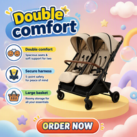 Poussette double Abon de haute qualité, luxueuse, légère, pliable d'une seule main, avec cadre en alliage d'aluminium et tissu, BSS105, 15 kg