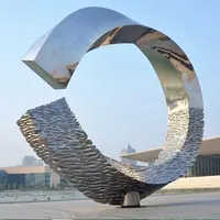 Anel de escultura gigante de metal, ao ar livre, escultura de aço inoxidável
