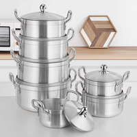 Marmites et casseroles en aluminium épais et robustes, ustensiles de cuisine en acier inoxydable, ensemble de casseroles et de matériel de cuisson