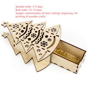 Servicio de Corte Láser Personalizado Disponible, MOQ Bajo de 200 Piezas, Caja de Madera Contrachapada Cortada con Láser para Árbol de <span class=keywords><strong>Navidad</strong></span> Diseñada como Porta Dulces - Product Image 2