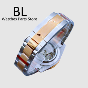 Bliger นาฬิกาหรูสำหรับผู้ชาย NH34 <span class=keywords><strong>GMT</strong></span> 40มม. เคสสีโรสโกลด์ทูโทนหน้าปัดสีน้ำตาลสีทองสีเขียวไพลินแก้วเรืองแสง - Product Image 5