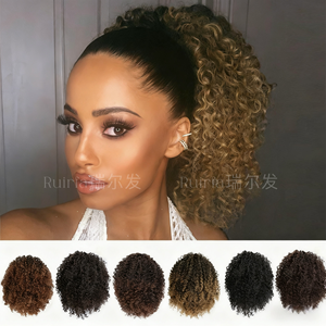 Peluca de Fibra Sintética de Alta Temperatura Color Castaño Claro para Mujer, Corte Pixie, Rizado Afro, Rizo <span class=keywords><strong>Jerry</strong></span> - Product Image 6