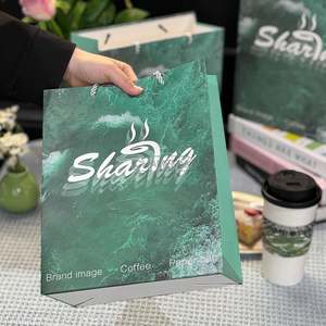 Sacs en papier biodégradables écologiques en carton blanc personnalisés avec poignées pour la promotion en supermarché, l'emballage de desserts, de café et de cadeaux - Product Image 6