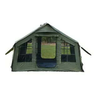 Tienda de techo 8 metros cuadrados 3-5 personas algodón táctico ejército verde tienda inflable Camping cabaña simple No construir camping