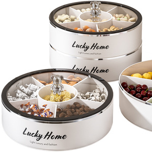 Lucky Home Round Fruit Platter Multi Functional Storage Tray For Chinese New Year Decorative Trays - Product Image 5