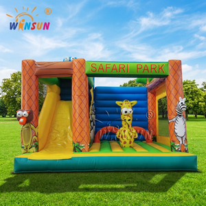 Château gonflable commercial WINSUN en PVC ignifuge et imperméable, facile à installer, sur le thème du parc safari - Product Image 1