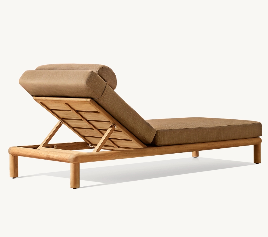 Luxury Villa Modern Teak Garden Lounge Solid Teak Wood Sunbed Outdoor Furniture