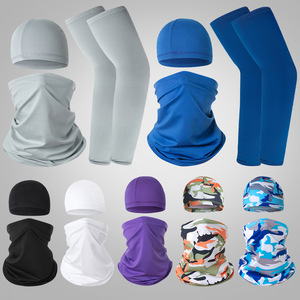 Summer <b>Sunscreen</b> Sports Face Mask Ice Silk Sleeves Hat Set Breathable Quick Drying Cycling Outdoor Gear Adult Unisex - Product Image 1