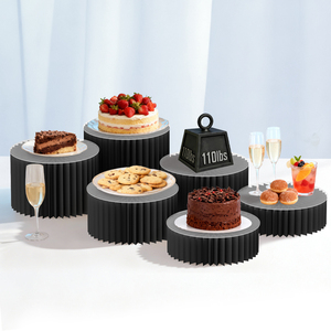 Foldable Paper Cylinder Display Stands | Wedding Christmas <strong>Easter</strong> Dessert Table Risers Acrylic Tops | Customizable Size - Product Image 2