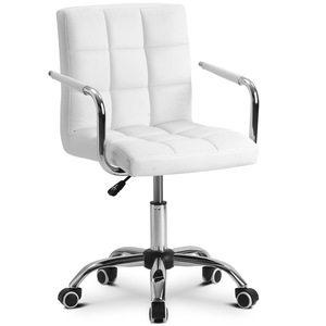 <b>White</b> Artificial <b>Leather</b> <b>Office</b> <b>Chair</b> Swivel With Wheels Ergonomic For <b>Office</b> Use - Product Image 4