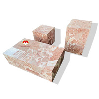 Table basse de luxe en marbre Calacatta rose naturel à socle bas, table d'appoint, table à thé pour la décoration du salon, mobilier de luxe