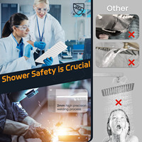 Système de douche encastré blanc de 12 pouces certifié CUPC, mitigeur de douche mural de luxe à effet pluie avec douchette à main
