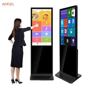 AIYOS 43inch LCD Digital Free Stand Hospital Touch Screen Self Service 2K Indoor Signage For Shopping Mall Hotel Lobby