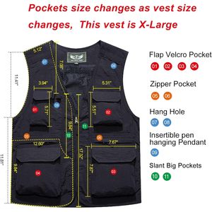 FOXA Men's <b>Utility</b> Cargo <b>Vest</b> Zipper Closure Lightweight Polyester Outdoor Hiking Travel Work Photo <b>Vest</b> - Product Image 4