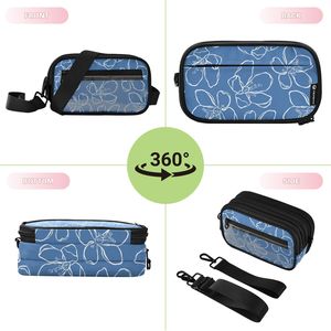 Hawaiian Custom Blue Hau Floral PVC Clear <b>Crossbody</b> <b>Bags</b> Portable 3 in 1 Lightweight Polyester Zipper Closure Shoulder Sling <b>Bag</b> - Product Image 3